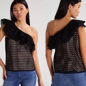 J. Crew | One Shoulder Ruffle Sleeve Top